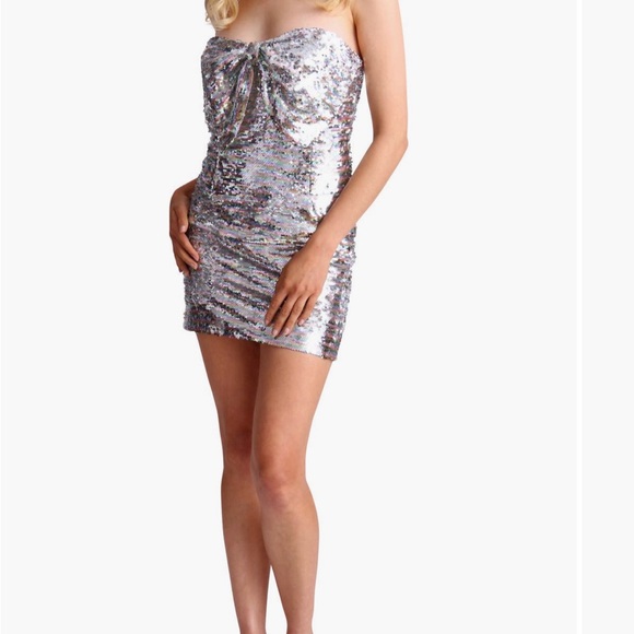 Avec Les Filles Bow Strapless sequin minidress - Picture 4 of 4